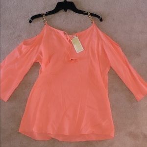 NWT Michael Kors Off The Shoulder Top In Peach